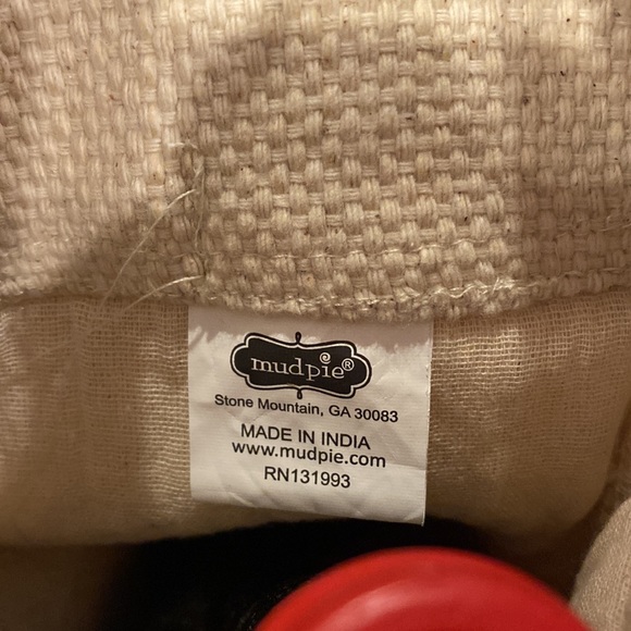 Mud Pie Burlap Wine Tote w/ attached matching cream tie wrap, GOOD company, NWT - Picture 6 of 10